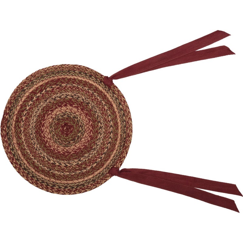 VHC Brands Cider Mill Jute Chair Pad Set of 6, 6 Count (Pack of 1), Red - Image 3